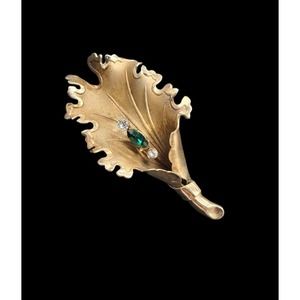 Vintage Abstract Flower Geometric Crystal Metal Brooch Pin